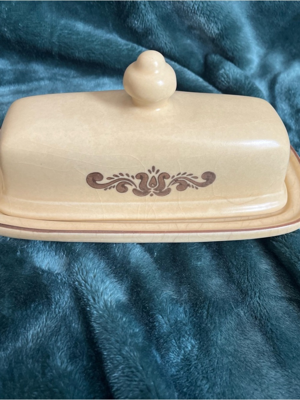 Pfaltzgraff Beige and Brown Ceramic Butter Dish